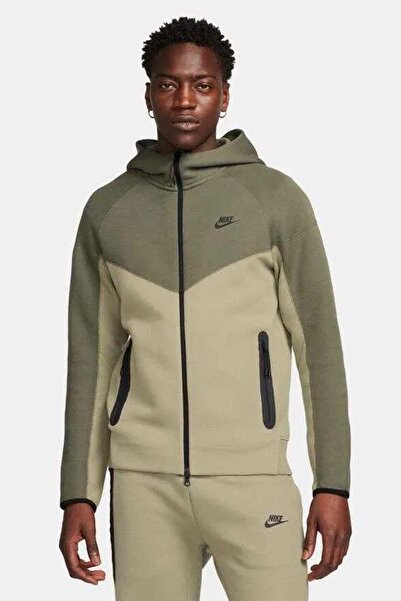 Nike Tech Fleece Full Zip Windrunner Hoodie Green Kapüşonlu Unisex Sweatshirt Haki
