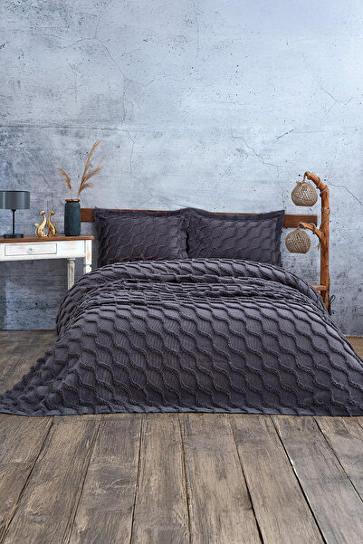 Nazik Home Terra Pelüş Keten Dokulu Tek Kişilik Yatak Örtüsü