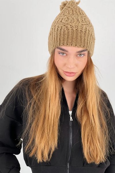 So Sweet Winter Women's Beret - Pompom Mink-Color