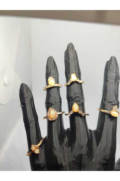 Store 6-Piece Gold Stone Detailed Joint Ring