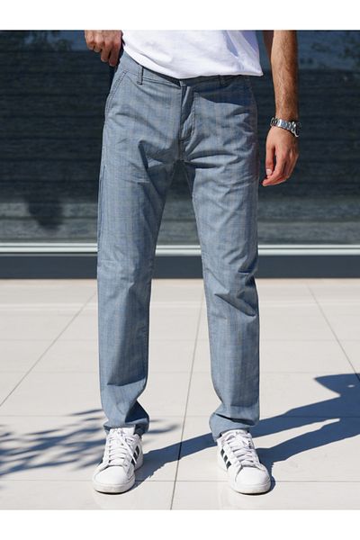 WKM Men's Regular Fit Cut Striped Lycra Trousers