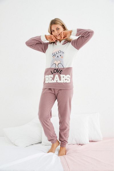 sharin Women's Patterned Winter Fleece Pajamas Set 1c-1053m