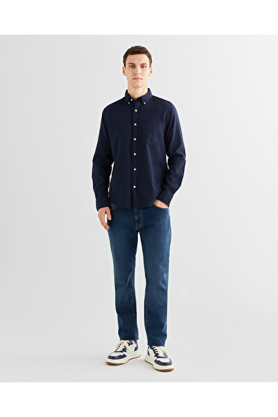 Gant Erkek Lacivert Regular Fit Düğmeli Yaka Gömlek