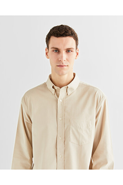 Gant Erkek Bej Relaxed Fit Düğmeli Yaka Gömlek