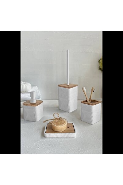 BELINA HOME Seramik El Yapımı 4 Parça Banyo Seti