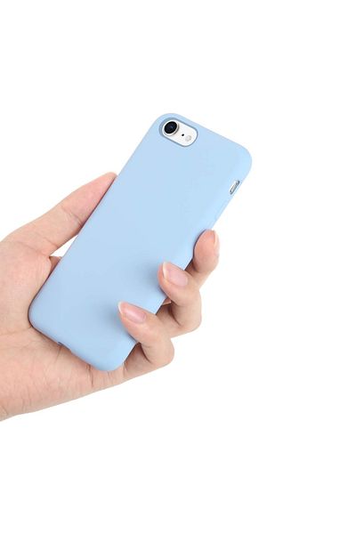 Merwish غطاء حماية من السيليكون متوافق مع هاتف iPhone 7 و8 Se 2020 وSe 2022 مع شعار مخملي باللون الأزرق الفاتح