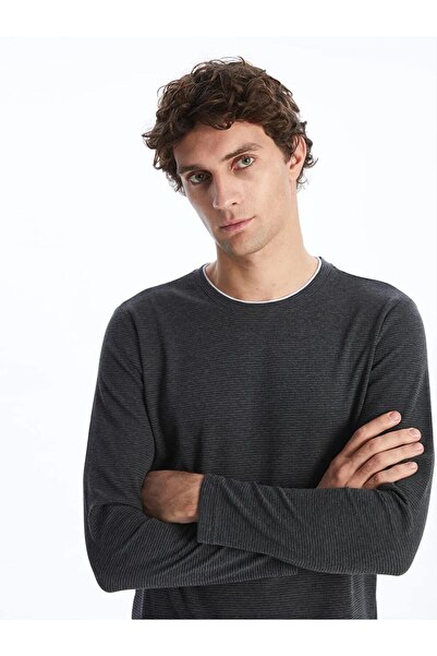 LC Waikiki LCWAIKIKI Classic Siyah Bisiklet Yaka Uzun Kollu Erkek Sweatshirt