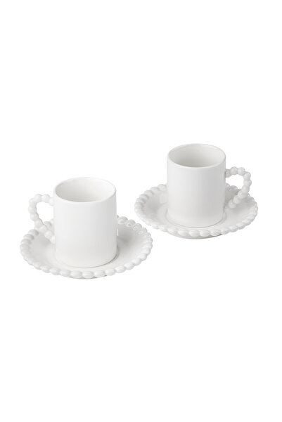 Benante Ceramic Coffee Cup Set with Bead Detail
