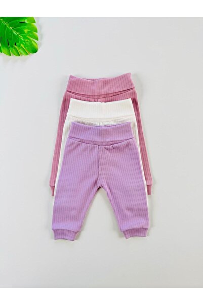 EFU BABY بنطلون أطفال أساسي مصنوع من القطن بنسبة 100% مكون من 3 قطع