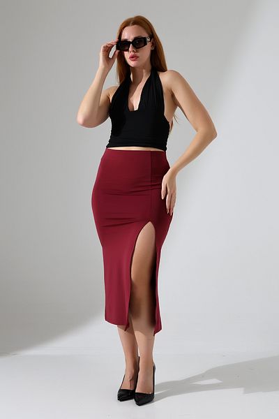 Gugus Fusta cu fantă de 82 cm / Fusta creion / Fusta lungă cu fantă