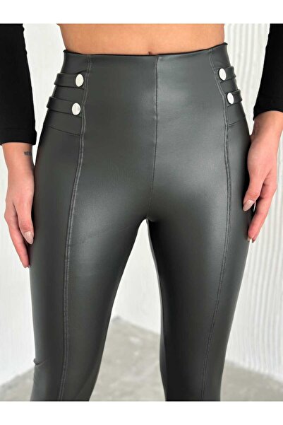 DeChival Leather Leggings with Waist Detail