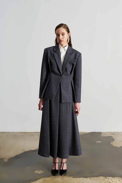 Merve DAĞLI Melina Gray Stamp Jacket