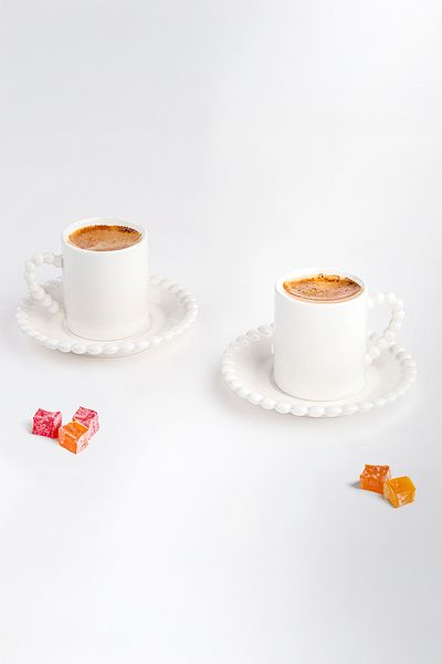 Benante Ceramic Coffee Cup Set with Bead Detail