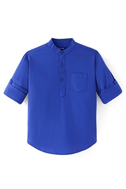 Pine kids Pine Kids Cotton Woven Solid Mandarin Collar Full Sleeves Shirt - R...