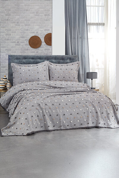 Nazik Home Venüs Ponponlu Pamuklu Çift Kişilik Yatak Örtüsü