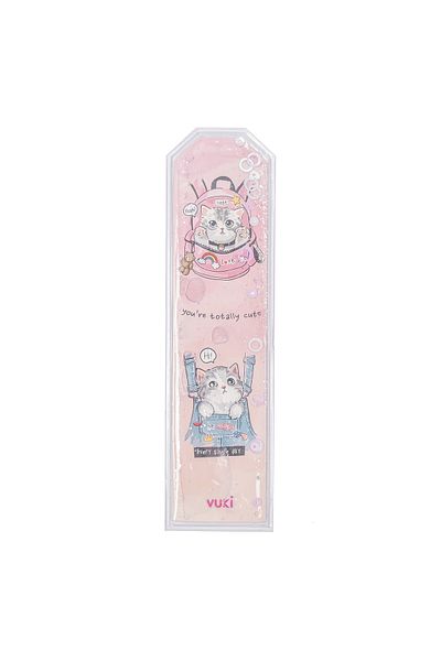 VUKİ Cat Patterned Glitter Water Bookmark