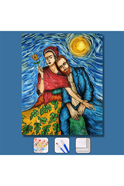 kendinyaphobi Sayılarla Boyama Seti Çerçeveli Kasnaklı Frida Ve Van Gogh 40x50cm