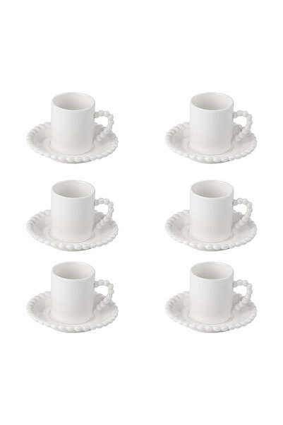 Benante Ceramic Coffee Cup Set with Bead Detail