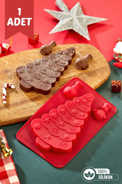 Nandy Home Yılbaşı Ağacı Temalı Silikon Dubai Çikolatası Kalıbı