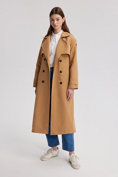 Touché Privé Trench Coat with Waist Belt and Epaulet Detail