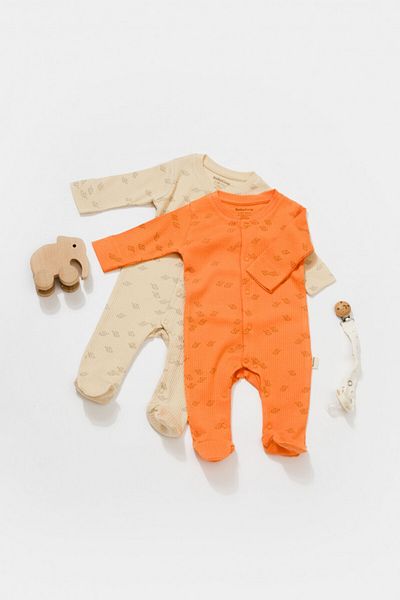 BabyCosy Set 2 Salopete Lungi Printed, , Stone/apricot