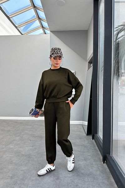 BayBayan Γυναικείο Σετ Φόρμας Jogger Crew με ψηλόμεσο