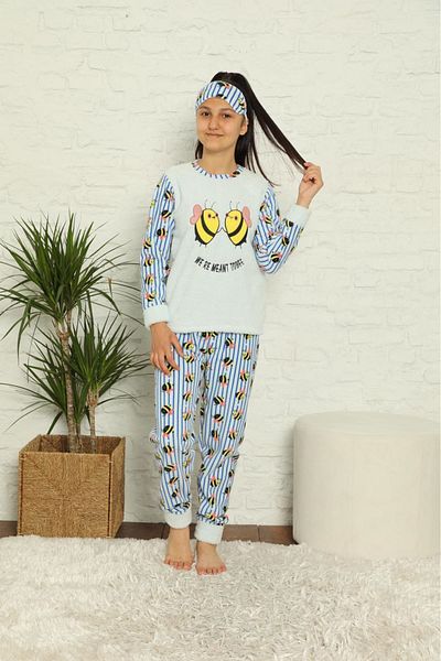 sharin Set pijamale de iarnă cu model albastru pentru fete 12f-20026-1