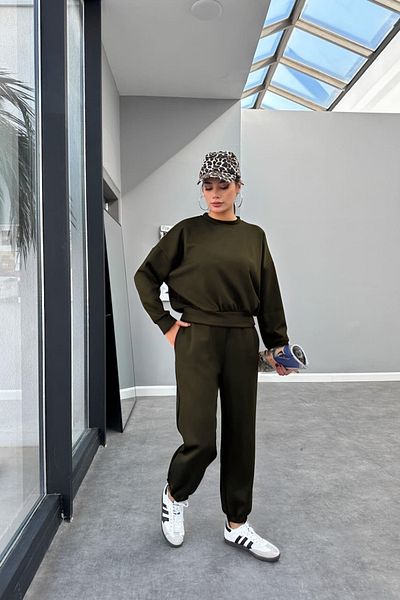 BayBayan Γυναικείο Σετ Φόρμας Jogger Crew με ψηλόμεσο