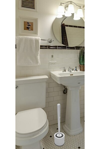 MAİN SHOP Perie de curățare a vaselor de toaletă din silicon cu șase rezervoare închise, culoare albă M-156