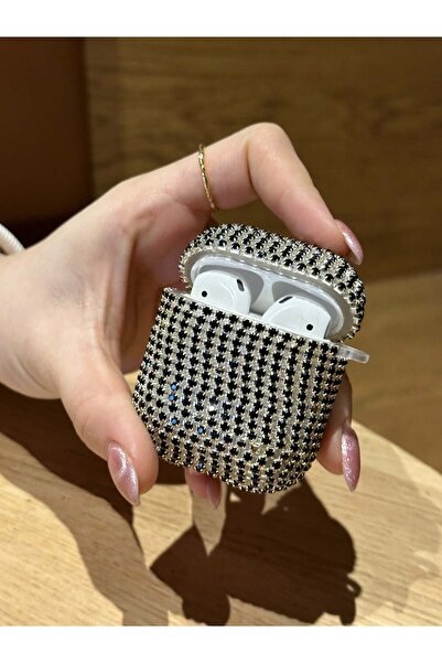Paladyum Case Airpods 1. Nesil Ve 2. Nesil Uyumlu Siyah Taşlı Kılıf