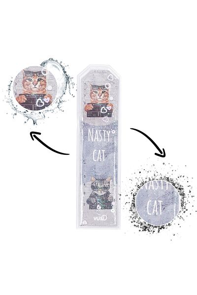 VUKİ Cat Patterned Glitter Water Bookmark