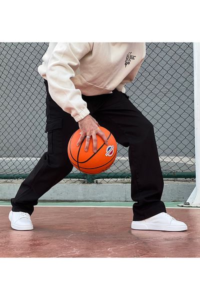 ElitWear Μαύρο Ανδρικό Cargo Pocket Gabardine φαρδύ παντελόνι