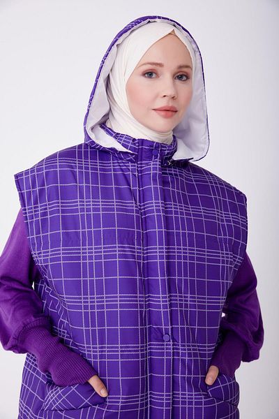 Armine Purple 22K4001 Printed and Quilted Vest