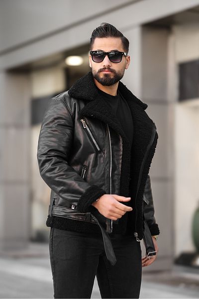 RHONES Laminated Leather Double Breasted Coat