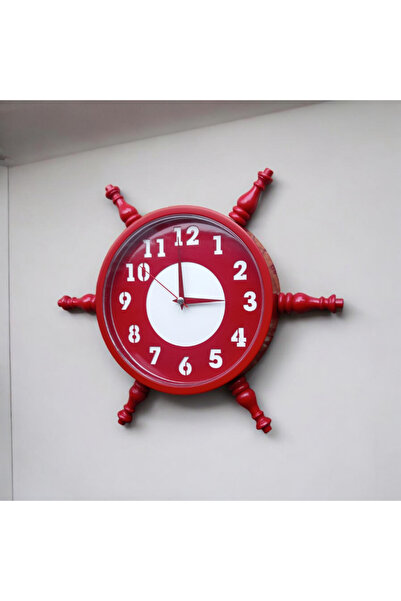 Bahat ساعة حائط خشبية باللون الأحمر والأبيض بحار بحار هيلم لصالون المكتب قطر ...