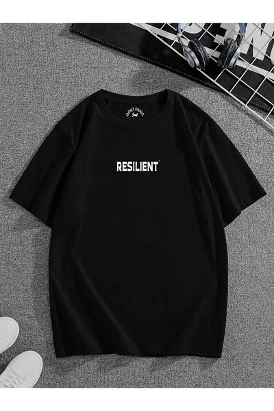 DEEPSENCE Μαύρο Oversize Unisex T-shirt - RESILIENT