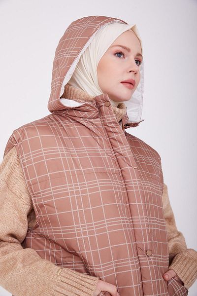 Armine Printed and Quilted Vest 22K4001 Earth