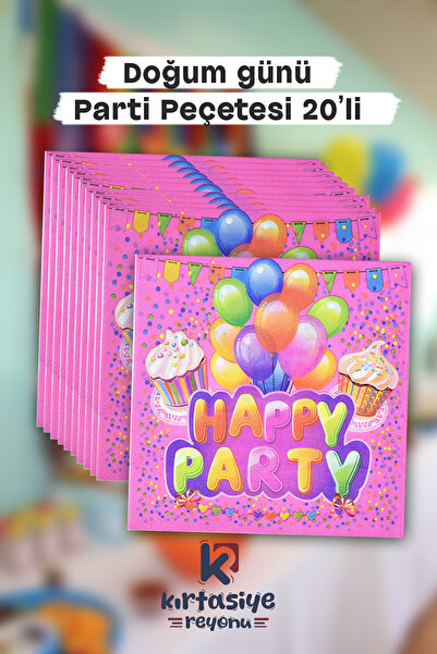 Kids Like Pembe Doğum Günü Parti Peçetesi 20'li Happy Brithday