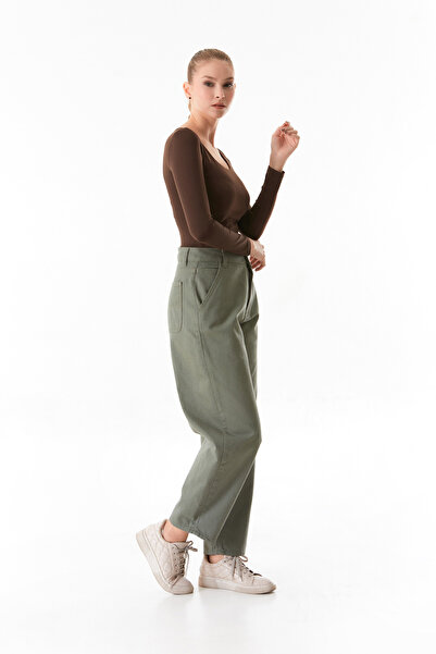 Fulla Moda Fermuarlı Yüksek Bel Şalvar Pantolon