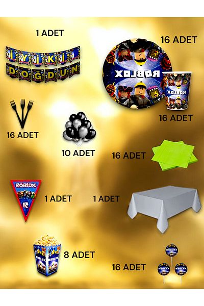 VibeHome Roblox Themed Ultra-Luxury Set for 16 - Birthday Party and Fun Events