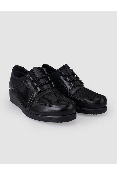 Cabani Black Rubber Laced Women's Comfort Shoes