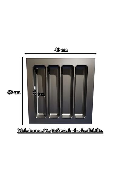 almital mobilya aksesuarları furniture accessories Συρτάρι Anthracite 49x49 - Κουτάλα χωρίς κοπή (μπορεί να κοπεί έως και 40x40 cm)