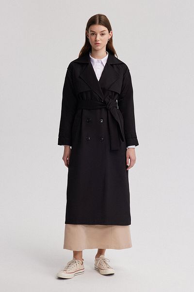 Touché Privé Trench Coat with Waist Belt and Epaulet Detail
