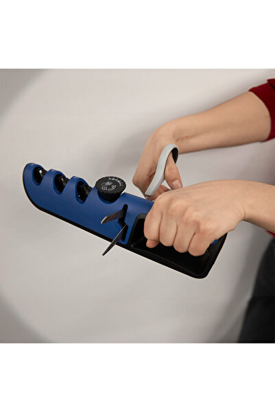 Homelux Ascutitor Pentru Cutite 3 In 1 Livington, 18.5x4.7x7.4 Cm, Albastru/negru