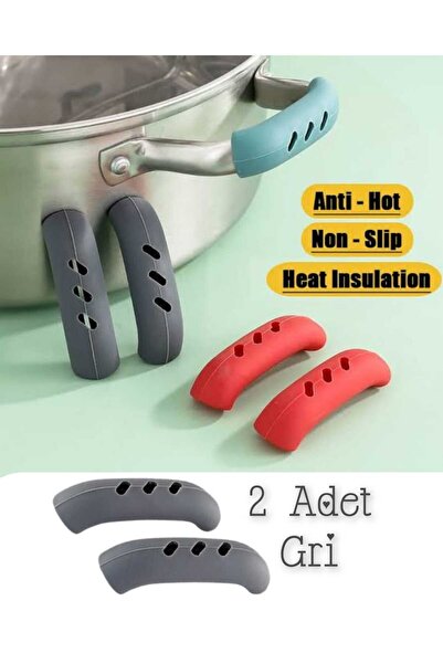 Mucha Isınmayan Kaymaz Silikon Tutacak Yanmaz Yapışmaz Tencere Tava Kulp Kapa...