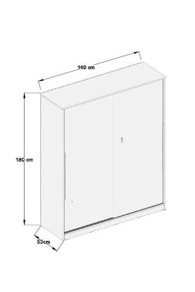 AEKA Ae-4001 Zambak Sürgülü Dolap Çok Raflı Çekmeceli Askılı Çam-antrasit Gri Gardırop