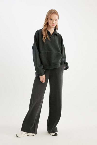 DeFacto Coool Wide Leg Washed Pale Effect Basic Loose Wide Leg Sweatpants with Pockets
