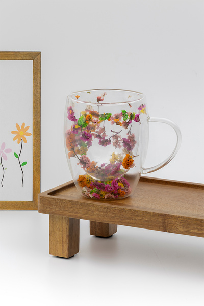 Glass In Love Kuru Çiçekli Çift Cidarlı Kupa