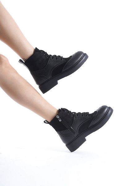 Modabuymus Καθημερινές άνετες μπότες Pivol Black Oxford με φερμουάρ