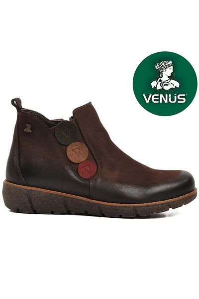 Venüs Şeb Genuine Leather Flat Non-Slip Sole Orthopedic Women's Boots Brown
